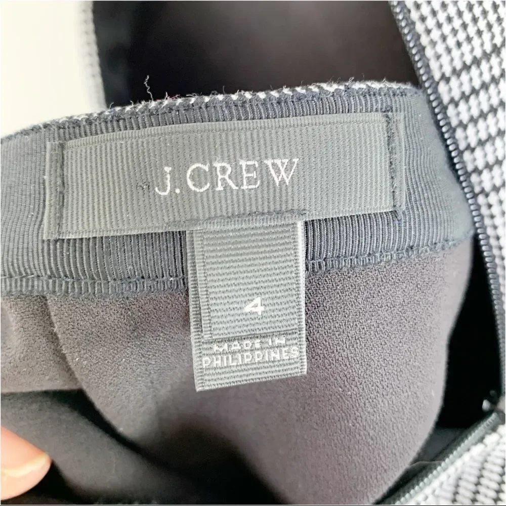J. Crew Plaza Women’s Skirt Black White Glen‎ Plaid Flared Sz 2 New